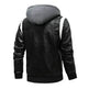 Men's Leather Stand Collar Zip up Hooded Winter Jacket - EX-STOCK Canada