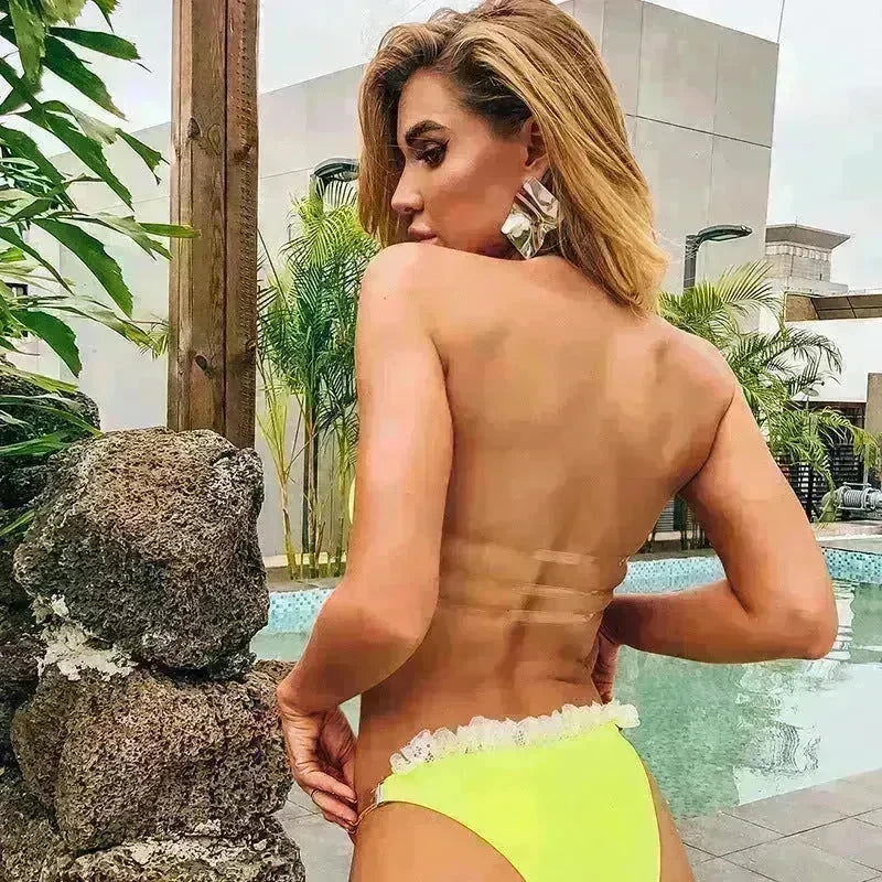 Women Amazon Split Swimsuit Lace Swimsuit Bikini - EX-STOCK CANADA