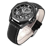 New Hollow Automatic Mens Leather Belt Waterproof Mechanical Watch - EX-STOCK Canada
