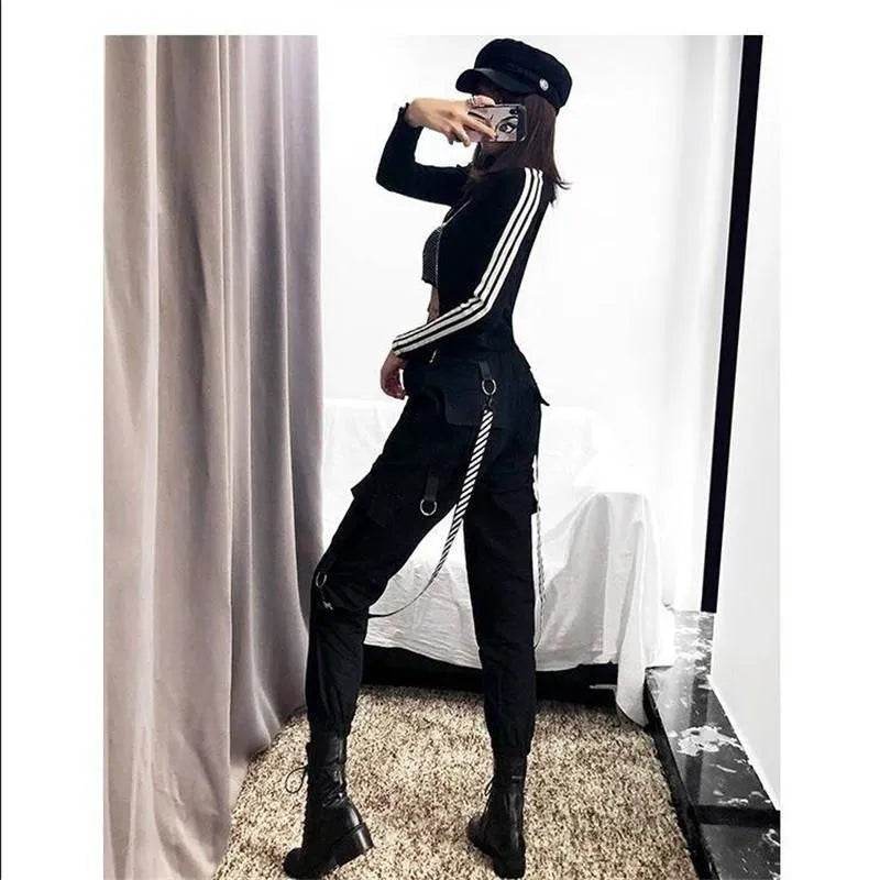 Streetwear Cargo Pants for Women black Jogger Trousers - EX-STOCK Canada