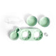 Mint green pet feeding and water bowl set on a white background