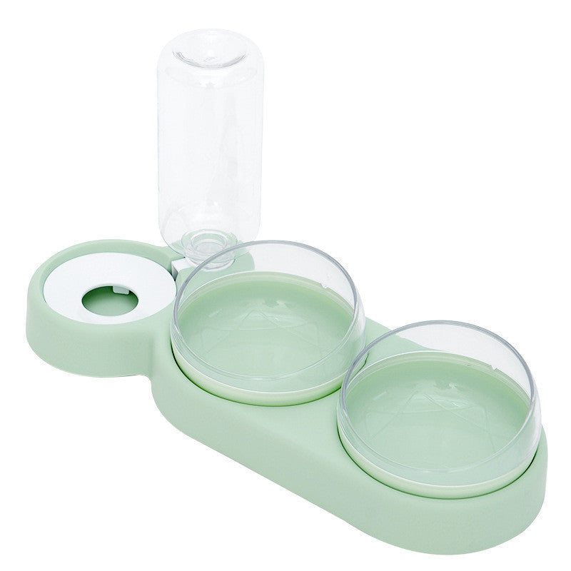 Automatic Pet Feeder Bowl with Water Fountain – Double Bowl for Cats & Dogs green