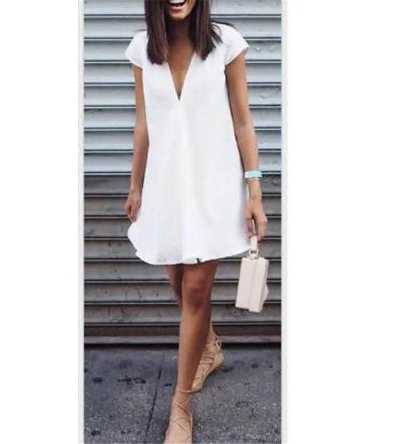 Women Casual summer day dresses V Neck summer mini dress - EX-STOCK CANADA