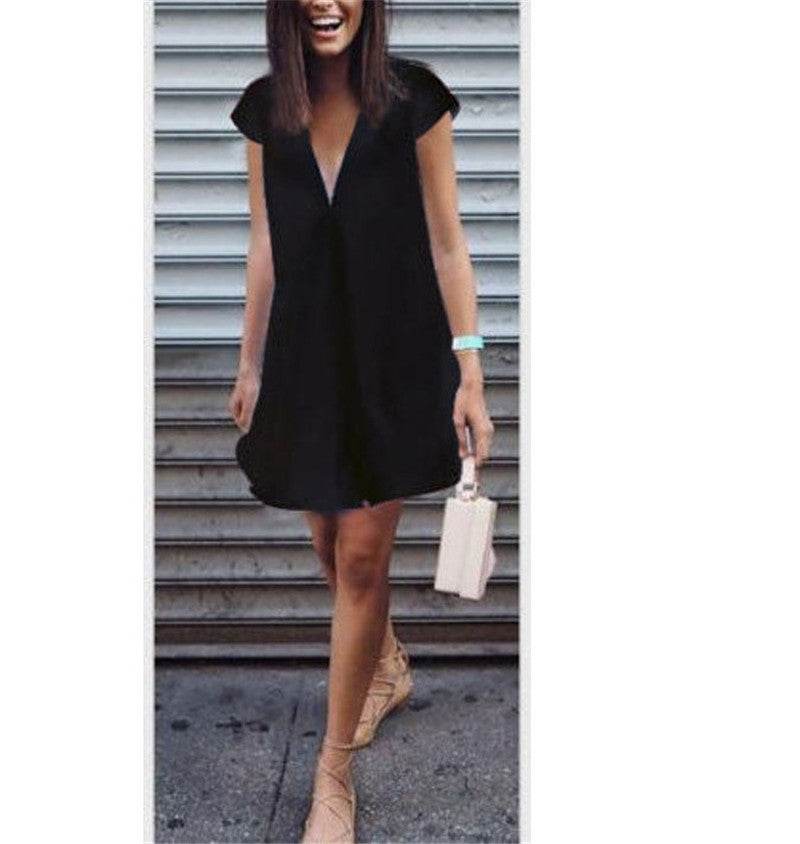 Women Casual summer day dresses V Neck summer mini dress - EX-STOCK Canada
