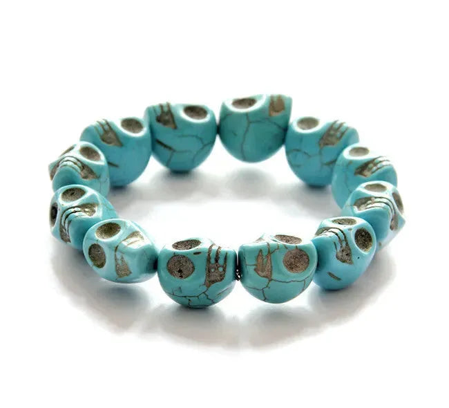 Jewelry Bracelet Synthetic Turquoise Skull beaded Bracelet - EX-STOCK CANADA