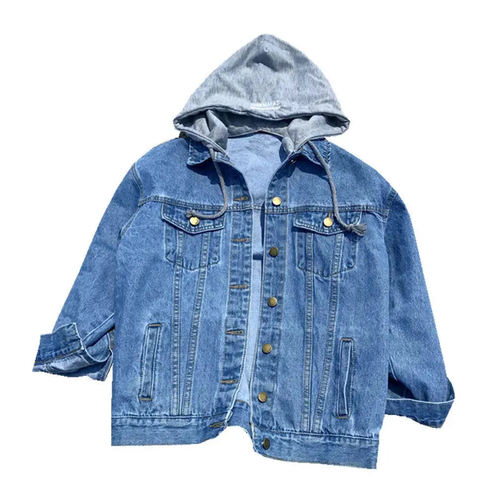 Casual Plain Oversized Hoodie Denim Jacket Unisex - EX-STOCK CANADA
