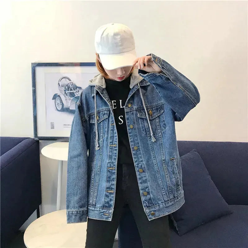 Casual Plain Oversized Hoodie Denim Jacket Unisex - EX-STOCK CANADA