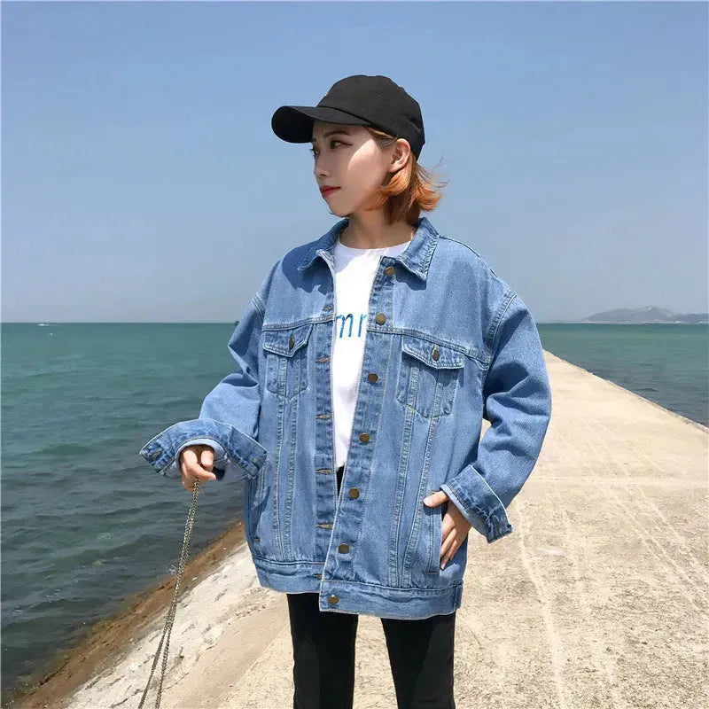 Casual Plain Oversized Hoodie Denim Jacket Unisex - EX-STOCK CANADA