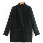 ZA Women Fashion Office Wear One Button Blazer Coat Vintage Long Sleeve Pockets Female Outerwear Chic Tops - EX-STOCK Canada