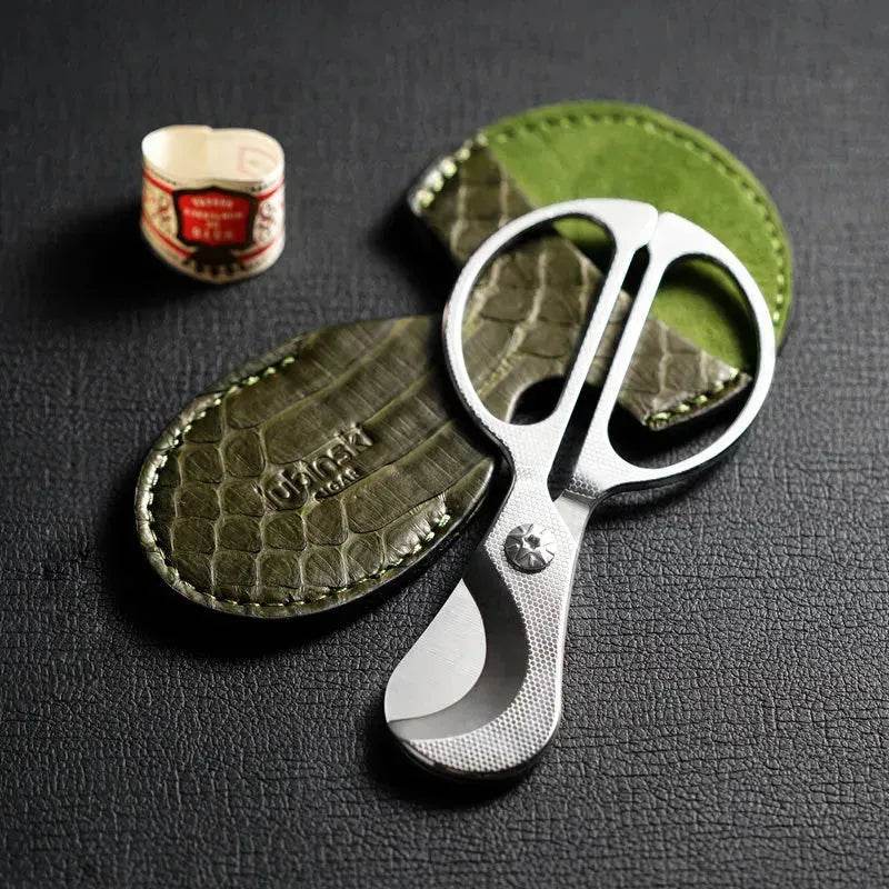 Cubinski Stainless Steel Sharp Cigar Scissors Leather Protective sleeve case - EX-STOCK Canada