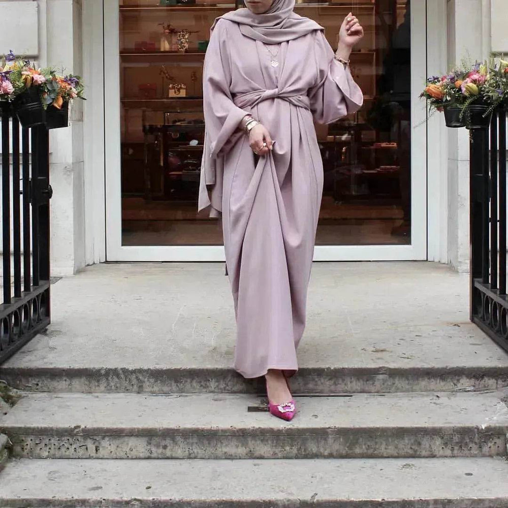 Fashion Plain Abaya dress for ArabMiddle East Dubai Arab Turkey Women Ramadan Eid Jalabiya for Women - EX-STOCK Canada