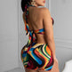 Adogirl Summer Hollow Out Halter Dress Sexy Backless Women Multicolor Evening Party Club Beach Wear Skinny Mini Dresses Vestido - EX-STOCK CANADA
