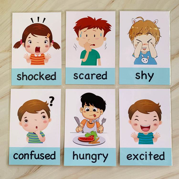 14 pcs Kids Learning Emotions Cognitive Flash Cards - EX-STOCK Canada