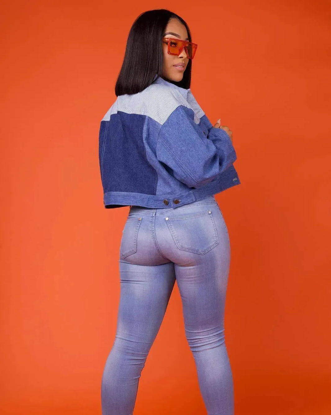 Casual Women Single Breasted Lapel Oversized Crop Denim Jacket - EX-STOCK CANADA