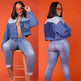 Casual Women Single Breasted Lapel Oversized Crop Denim Jacket - EX-STOCK CANADA