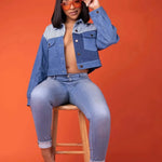 Casual Women Single Breasted Lapel Oversized Crop Denim Jacket - EX-STOCK CANADA