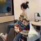 New Trendy Winter Woolen Knitted Jacquard Pullover sweater for women - EX-STOCK CANADA