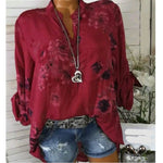 5XL Plus Size Summer Tops Women Blouses Long Sleeve Print Stand Collar Button Blouse Pullover Womens Clothing Blusa - EX-STOCK Canada