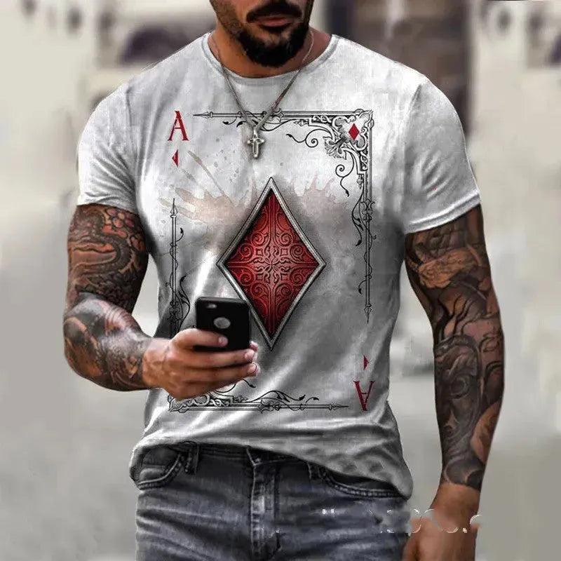 Playing Card Printing Men's T-Shirt Top - EX-STOCK CANADA