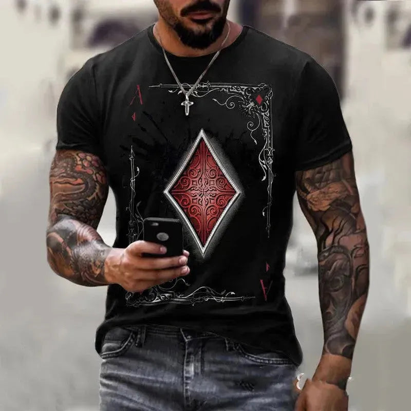 Playing Card Printing Men's T-Shirt Top - EX-STOCK CANADA