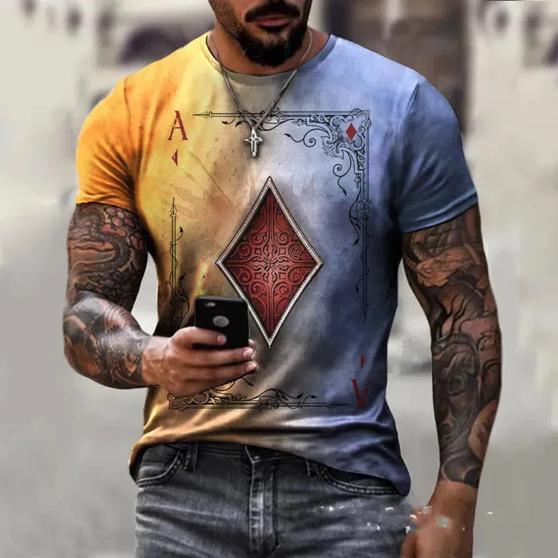 Playing Card Printing Men's T-Shirt Top - EX-STOCK CANADA