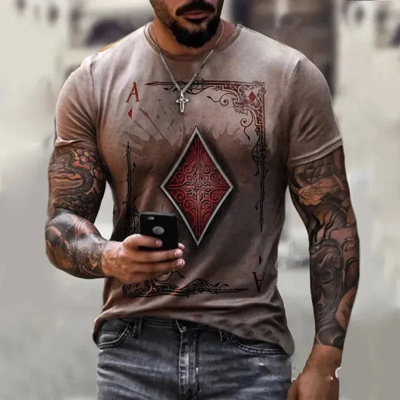 Playing Card Printing Men's T-Shirt Top - EX-STOCK CANADA