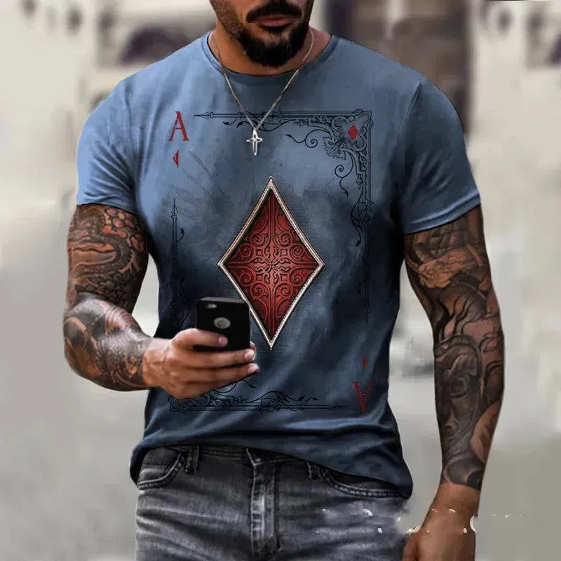 Playing Card Printing Men's T-Shirt Top - EX-STOCK CANADA