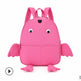 Pink backpack designed like a frog on a white background