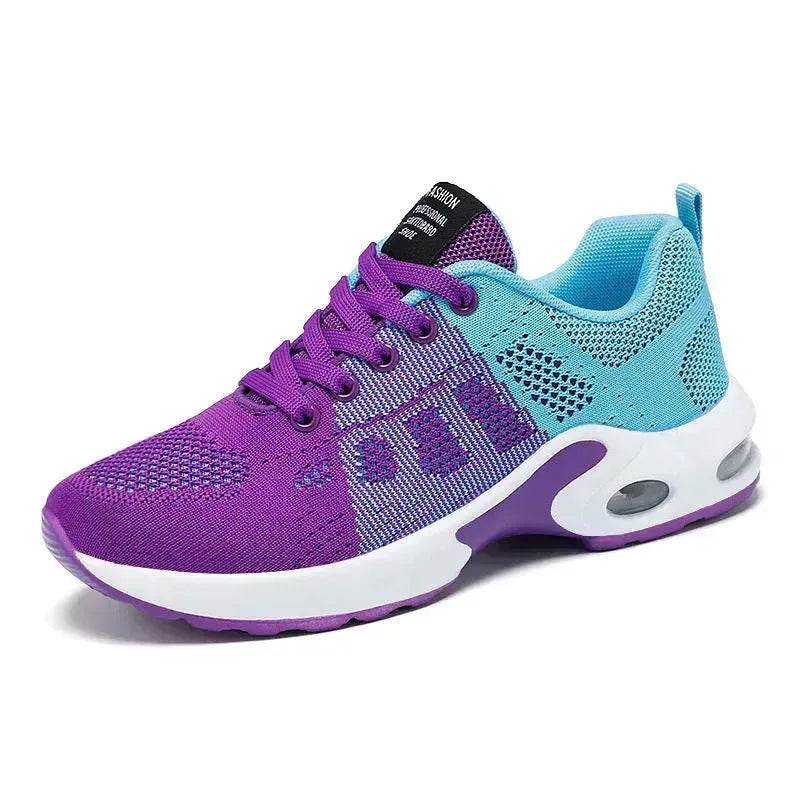 Casual Shoes Breathable Lightweight Mother Shoes Lace-up Cushioned Sneakers for Women - EX-STOCK Canada