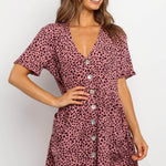 Casual Summer dresses Women Spring Mini short sleeve button down dot printed loose Dress - EX-STOCK Canada