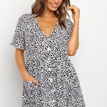 Casual Summer dresses Women Spring Mini short sleeve button down dot printed loose Dress - EX-STOCK Canada