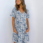 Casual Summer dresses Women Spring Mini short sleeve button down dot printed loose Dress - EX-STOCK Canada