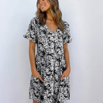 Casual Summer dresses Women Spring Mini short sleeve button down dot printed loose Dress - EX-STOCK Canada
