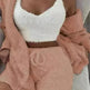 Winter Sexy Women Home Wear Suit Casual Pajamas Set Lady Female Soft Warm Long Sleeve Exposed Navel Vest Shorts Set - EX-STOCK CANADA
