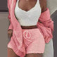 Winter Sexy Women Home Wear Suit Casual Pajamas Set Lady Female Soft Warm Long Sleeve Exposed Navel Vest Shorts Set - EX-STOCK CANADA