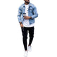 Lapel Men's Denim Jacket Ripped Irregular Washed Jacket Jeans - EX-STOCK Canada