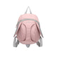 Pink backpack with gray straps on a white background
