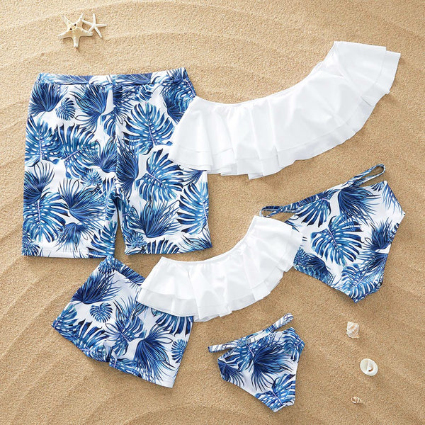 Bohemian Floral Family Matching Swimsuit Set – Parent-Child Swimwear for All Ages