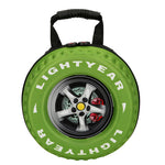 Green toy tire with 'LIGHTYEAR' branding on a white background
