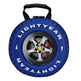 Blue toy tire with a wheel inside and 'LIGHTYEAR' branding on a white background