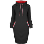 Ladies Winter Hooded Slim Fit Sweatshirt Dress - EX-STOCK Canada