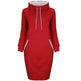 Ladies Winter Hooded Slim Fit Sweatshirt Dress - EX-STOCK Canada