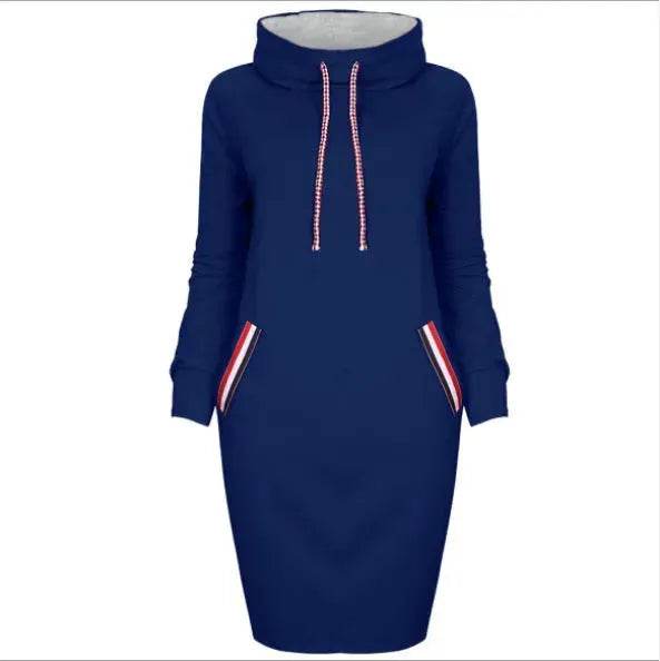 Ladies Winter Hooded Slim Fit Sweatshirt Dress - EX-STOCK Canada