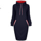 Ladies Winter Hooded Slim Fit Sweatshirt Dress - EX-STOCK Canada