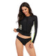 Swimsuit Long-Sleeve Tankini-Set Rash-Guard Surfing Sun-Protection Zipper Two-Piece Womens 
