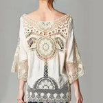 Jastie Bohemian Hollow Out Beach Cover Up Blouse Beach Shirt Women Crochet Lace Top Blusas mujer de moda Summer Tops - EX-STOCK CANADA
