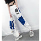 High Waist Letter Spliced Cargo Pants Women Loose Harajuku - EX-STOCK Canada
