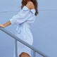Summer Dress chic slant Shoulder stripe tie belt mini Dress - EX-STOCK CANADA