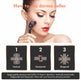 Woman using a derma roller with instructions on how to use it.