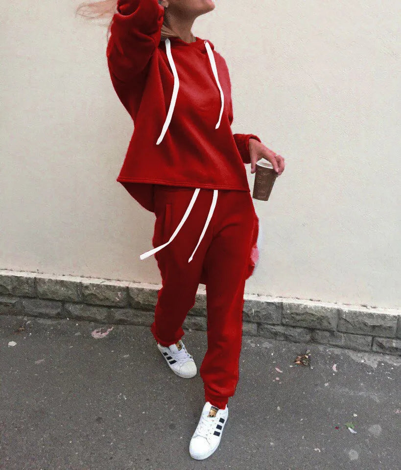 2pcs unisex Drawstring Hoodie Sport suit Athleisure wear - EX-STOCK CANADA